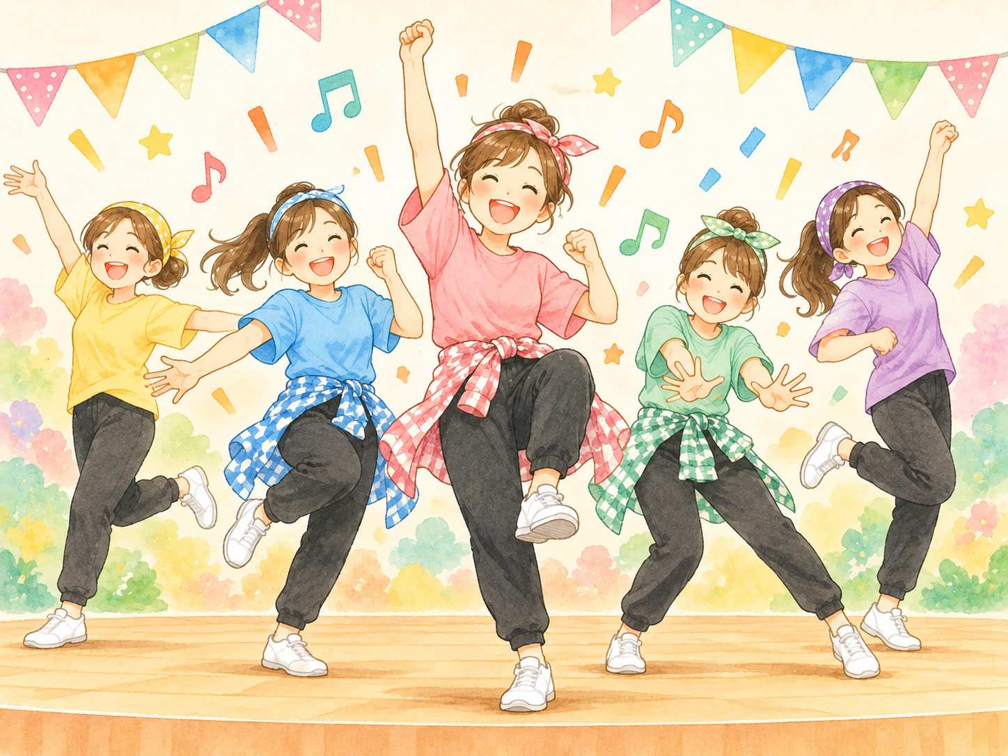 三方ときめきこども園の先生たちによるダンスのイラスト